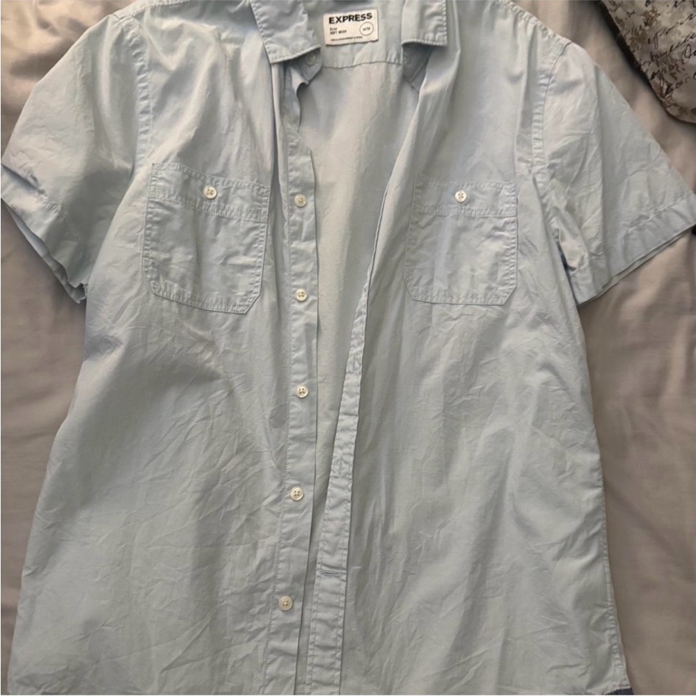 Express Soft Wash Slim Shirt in Light Blue